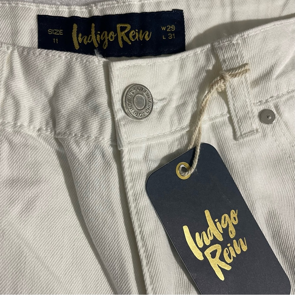 Indigo Rein Juniors' Cotton Loose-Fit Jeans - White, Size 11, NWT - Picture 9 of 11